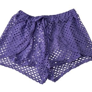 Purple Women's Crochet Lounge Short Swim Shorts L/XL
